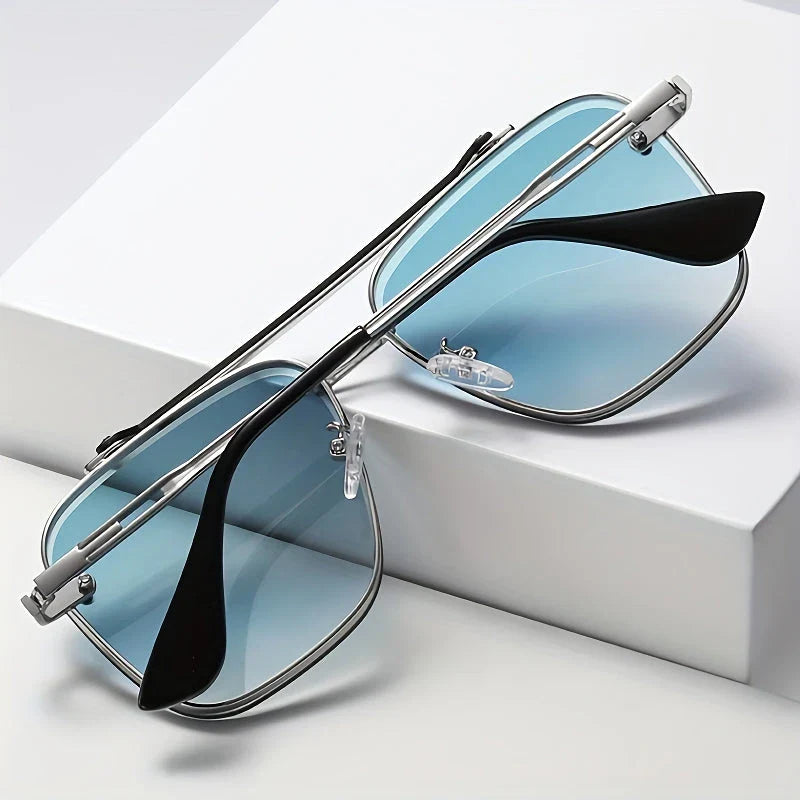 Sophisticated gradient pilot sunglasses with durable alloy frame and UV400 protected lenses for stylish British men