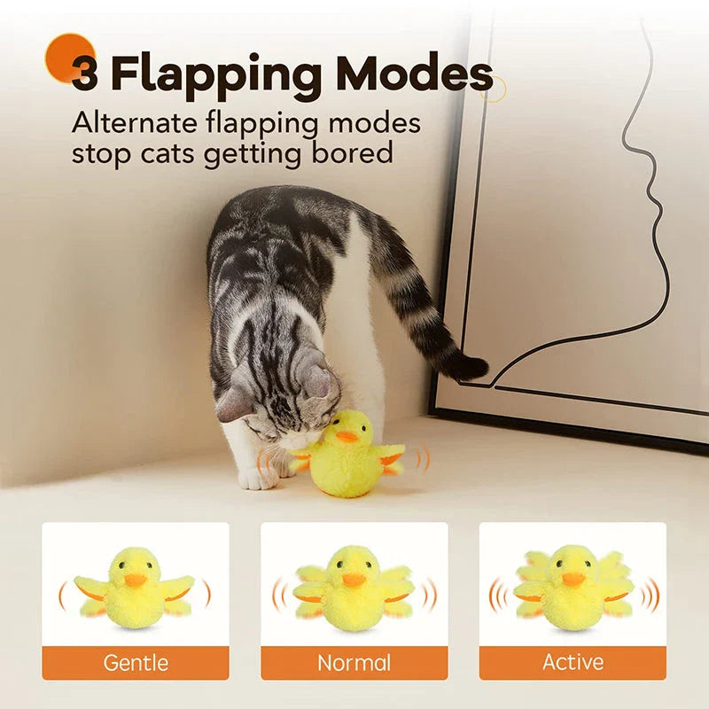 Premium Interactive Plush Duck Toy for Cats with Flapping Wings, Quacking Sounds, and Touch-Activated Features