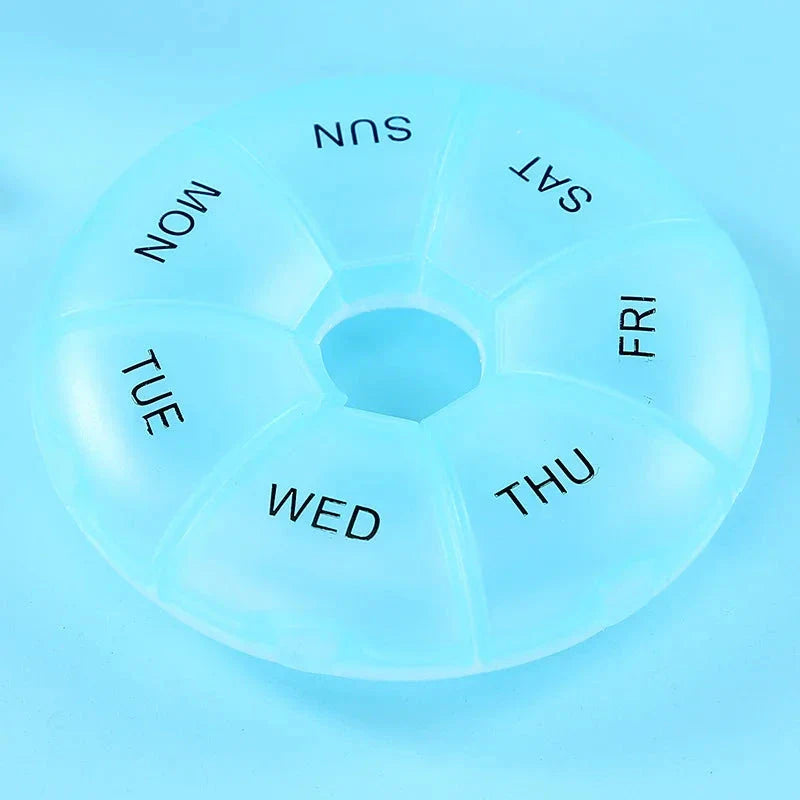 Compact 7-Day Pill Organiser with Yellow Lid - Portable Travel Case for Tablets and Medications
