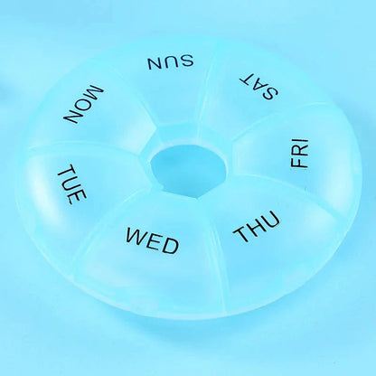 Compact 7-Day Pill Organiser with Yellow Lid - Portable Travel Case for Tablets and Medications