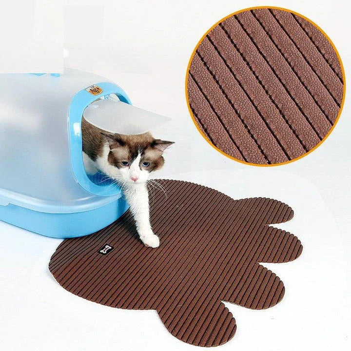 Premium Non-Slip Large Cat Litter Mat in brown and grey colours, designed to catch litter and keep floors clean