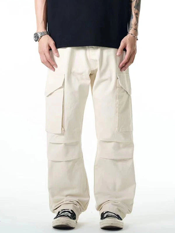 Premium men's overalls with innovative three-dimensional pleated design and large pockets, made from durable cotton fabric