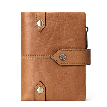 Premium British leather wallet in red, black, and brown colours with a minimalist, sophisticated design