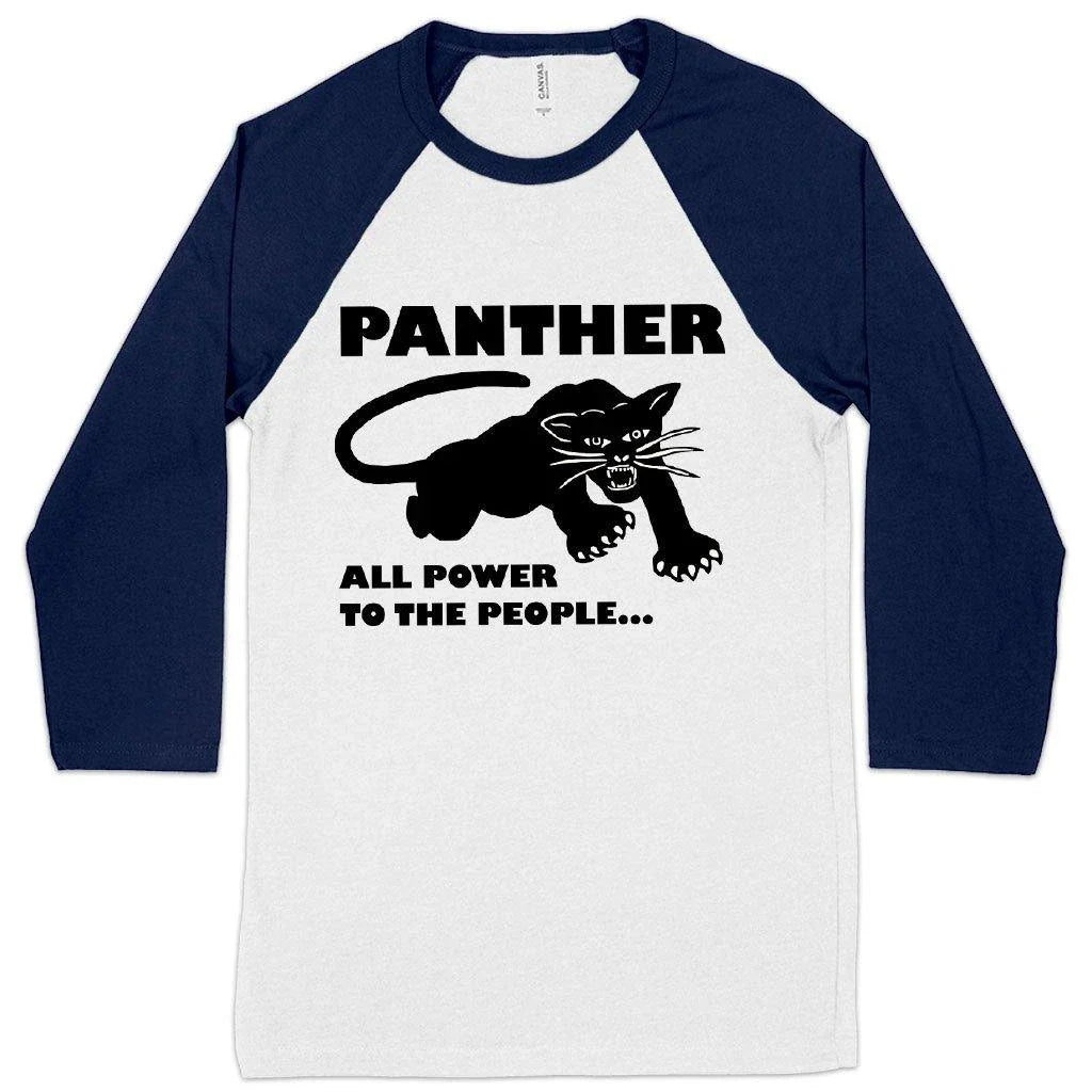 Black Panther Power Baseball T-Shirt - Stylish Men's Graphic Tee with Contrast Raglan Sleeves and Panther Graphic