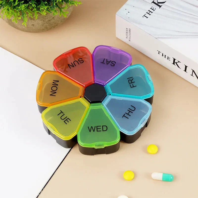 Compact 7-Day Travel Pill Organiser with Seven Individual Compartments for Medications and Supplements