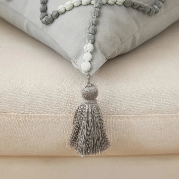 Nordic geometric tassel cushion cover with gradient design, perfect for adding modern style to your home