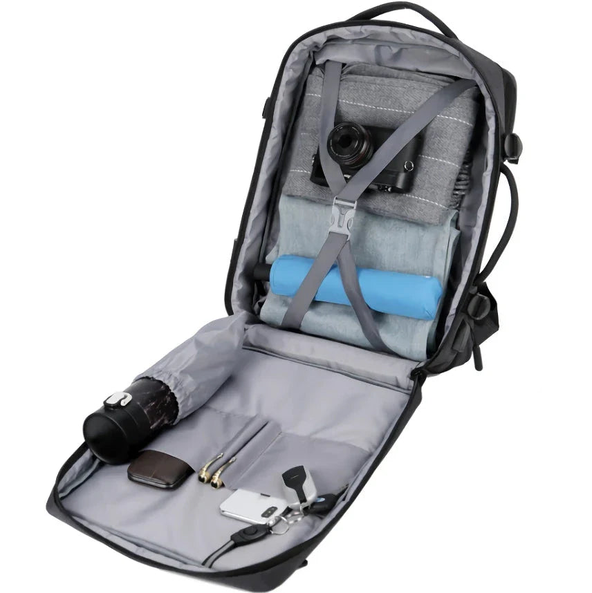 Premium Expandable Travel Backpack with USB Charging Port and Waterproof Oxford Fabric