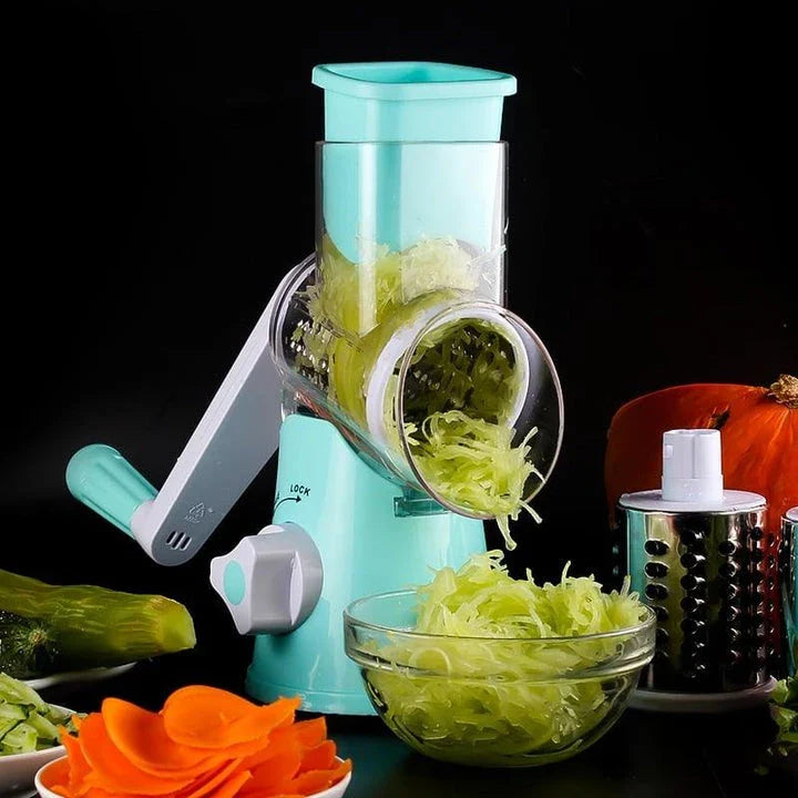 A premium manual vegetable cutter with stainless steel blades and a contemporary blue design, perfect for efficient meal preparation in any UK kitchen.