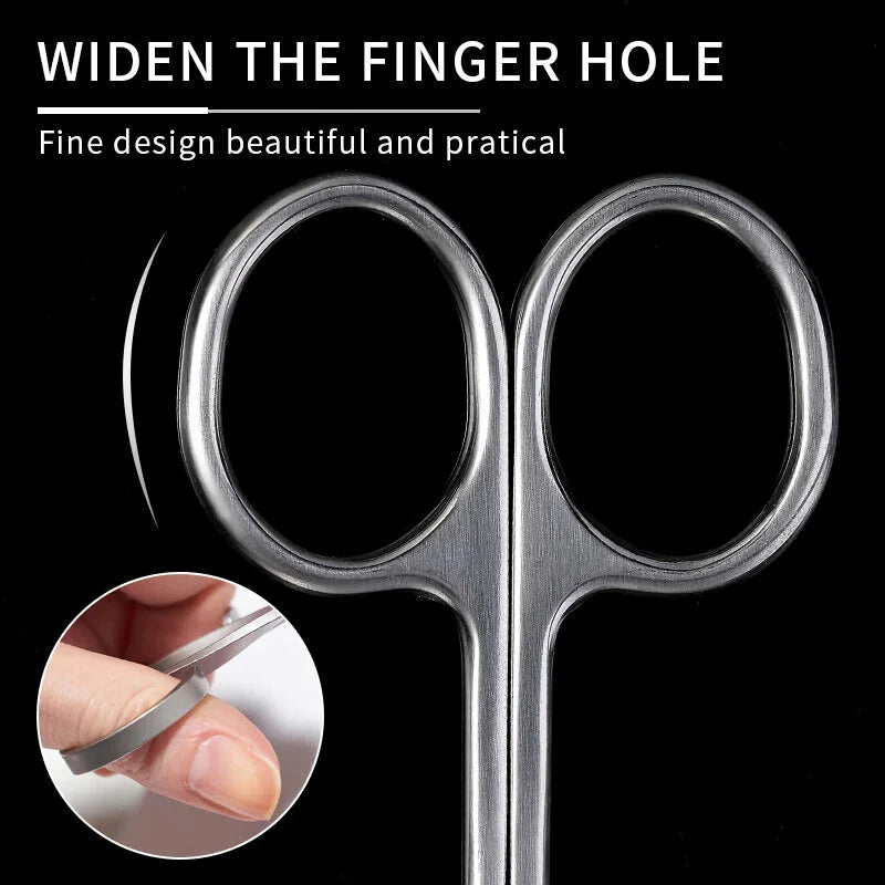Premium stainless steel cuticle trimmer with a sharp, curved blade and rounded edges for precise, safe grooming
