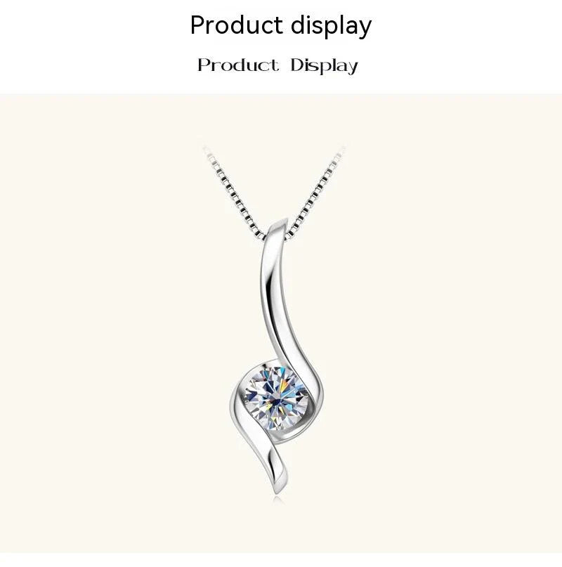 Elegant sterling silver diamond-inspired necklace with a sleek, geometric design
