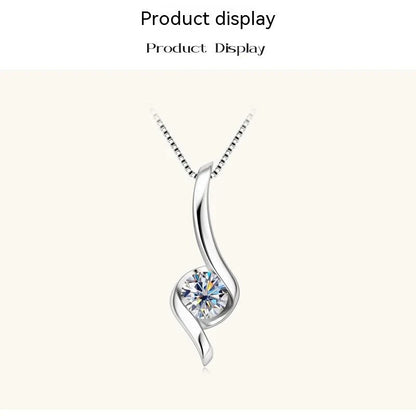 Elegant sterling silver diamond-inspired necklace with a sleek, geometric design