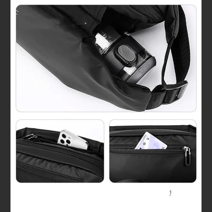Stylish nylon one-shoulder backpack with zip closure and comfortable strap for professional work attire