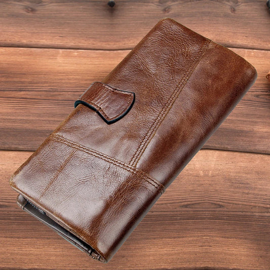 Premium genuine leather wallet with intricate stitching detail, designed for organised and stylish everyday carry