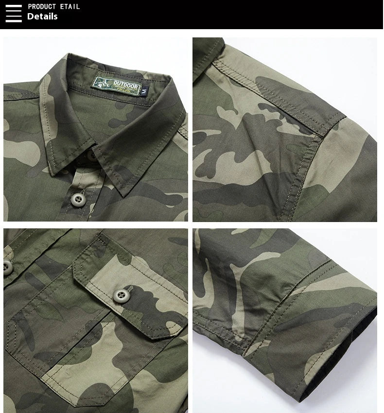 Men's long sleeve casual overalls shirt in army green, khaki, and grey colours with Japanese-inspired lapel design