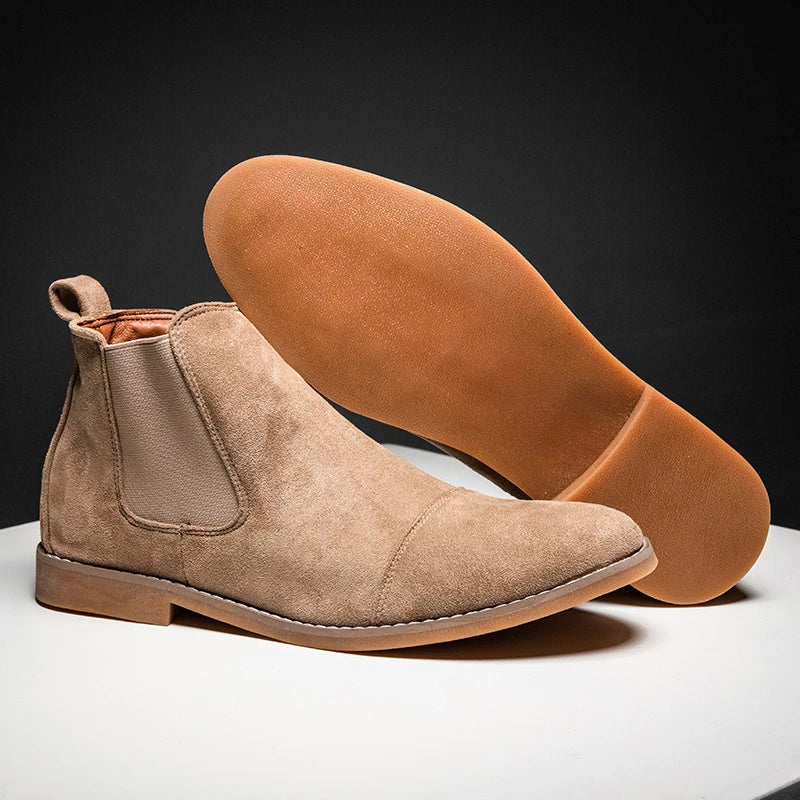 Premium suede high-top casual men's Martin boots with a robust rubber sole and a timeless silhouette