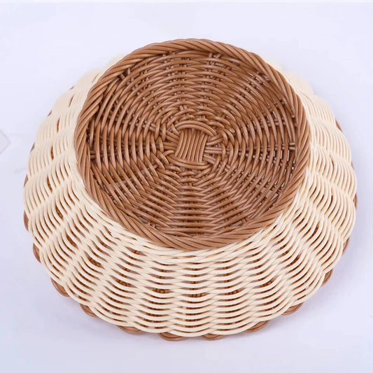 Handwoven rattan-inspired storage basket for fruits, vegetables and kitchen essentials with dustproof cover