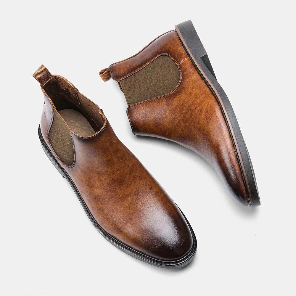 Fashionable British short boots with retro Martin style, featuring a sleek silhouette, durable rubber sole, and premium artificial PU upper