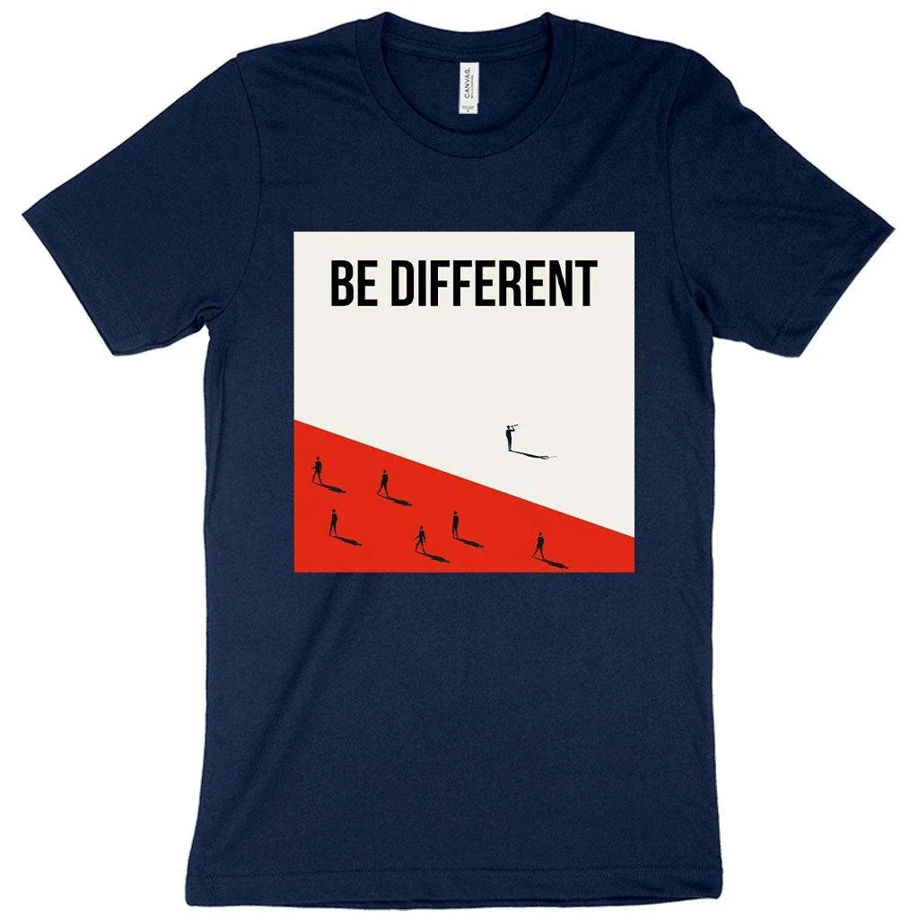 Distinctive and comfortable British t-shirt with 'Be Different' print, made from premium Airlume cotton in the USA