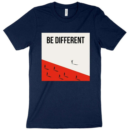 Distinctive and comfortable British t-shirt with 'Be Different' print, made from premium Airlume cotton in the USA