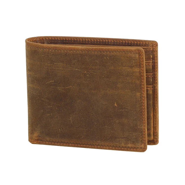 Premium short leather wallet in brown, tan, and black colours for British gentlemen