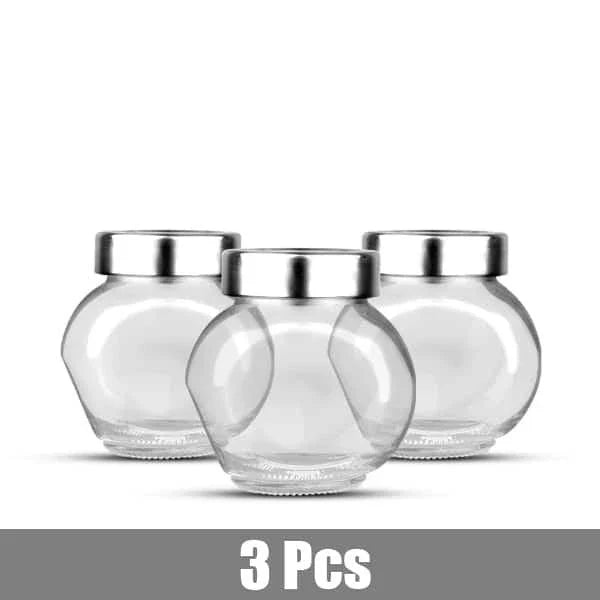 Irregular-shaped glass spice jars in various sizes, made of premium materials for stylish and functional kitchen storage