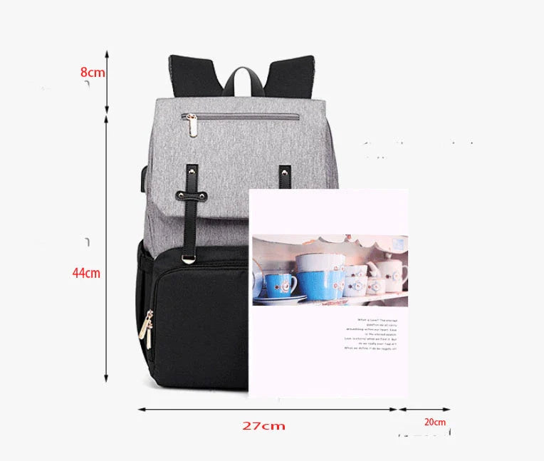 A stylish and practical mummy backpack with multiple pockets, perfect for organising and transporting all your parenting essentials.