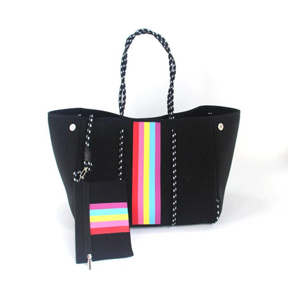 A neoprene beach bag in a stylish design, perfect for British summer adventures at the coast