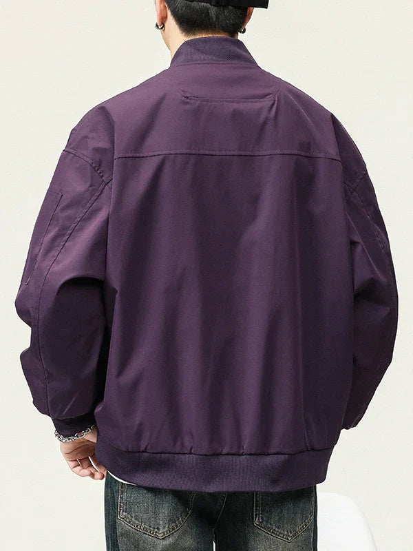 Premium high-street workwear jacket for men in black and purple colours, featuring a sleek, modern silhouette and durable construction.