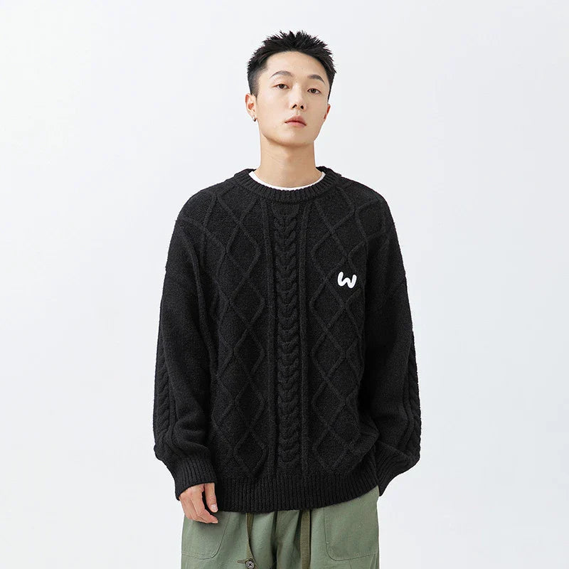 A premium men's knitted jumper in timeless colours, featuring a relaxed, flattering fit and soft, durable polyester fibre fabric for superior comfort and style.