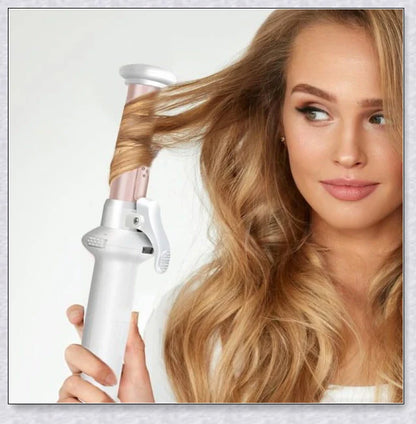 Automatic hair curler with rotating barrel, creating perfect waves and curls