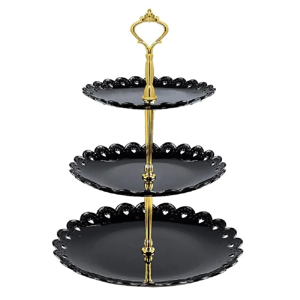 A vibrant multicoloured cake stand made of premium durable plastic, designed to elegantly display desserts and baked goods.
