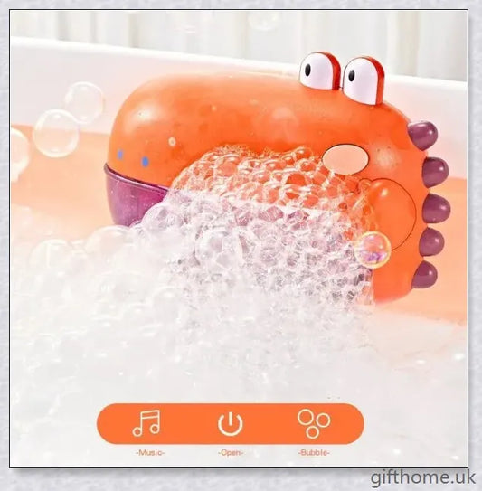 A premium bubble-blowing machine with built-in music, designed to provide soothing and delightful bathtime fun for babies.