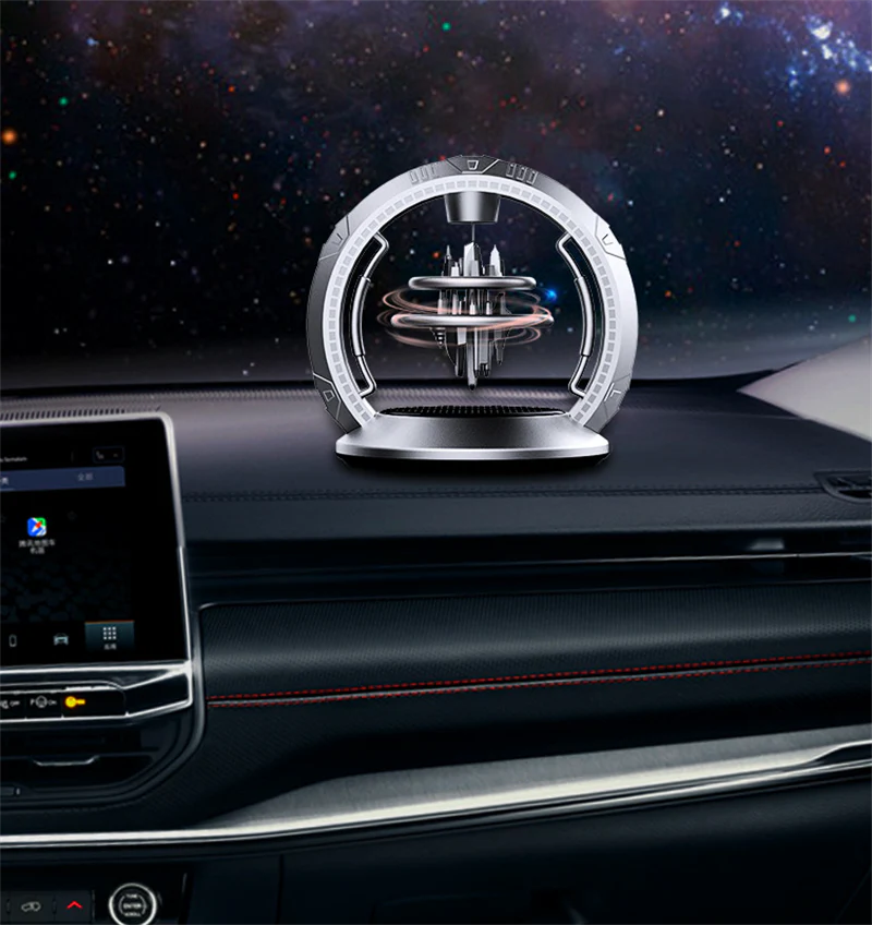 Sophisticated solar-powered car fragrance diffuser with natural plant-based aromatherapy technology