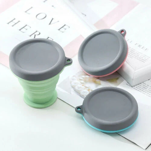Portable Silicone Telescopic Foldable Drink Folding Cup in Blue Colour