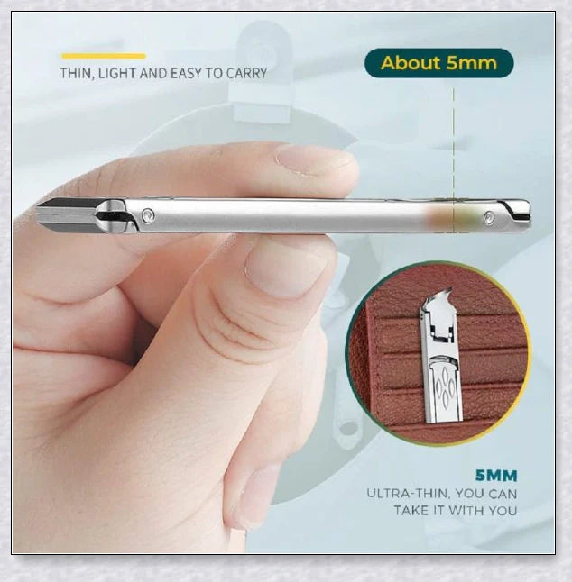 Fold-Away Double-Ended Nail Clipper - Premium British Manicure Set with Stainless Steel Blades and Ergonomic Grip