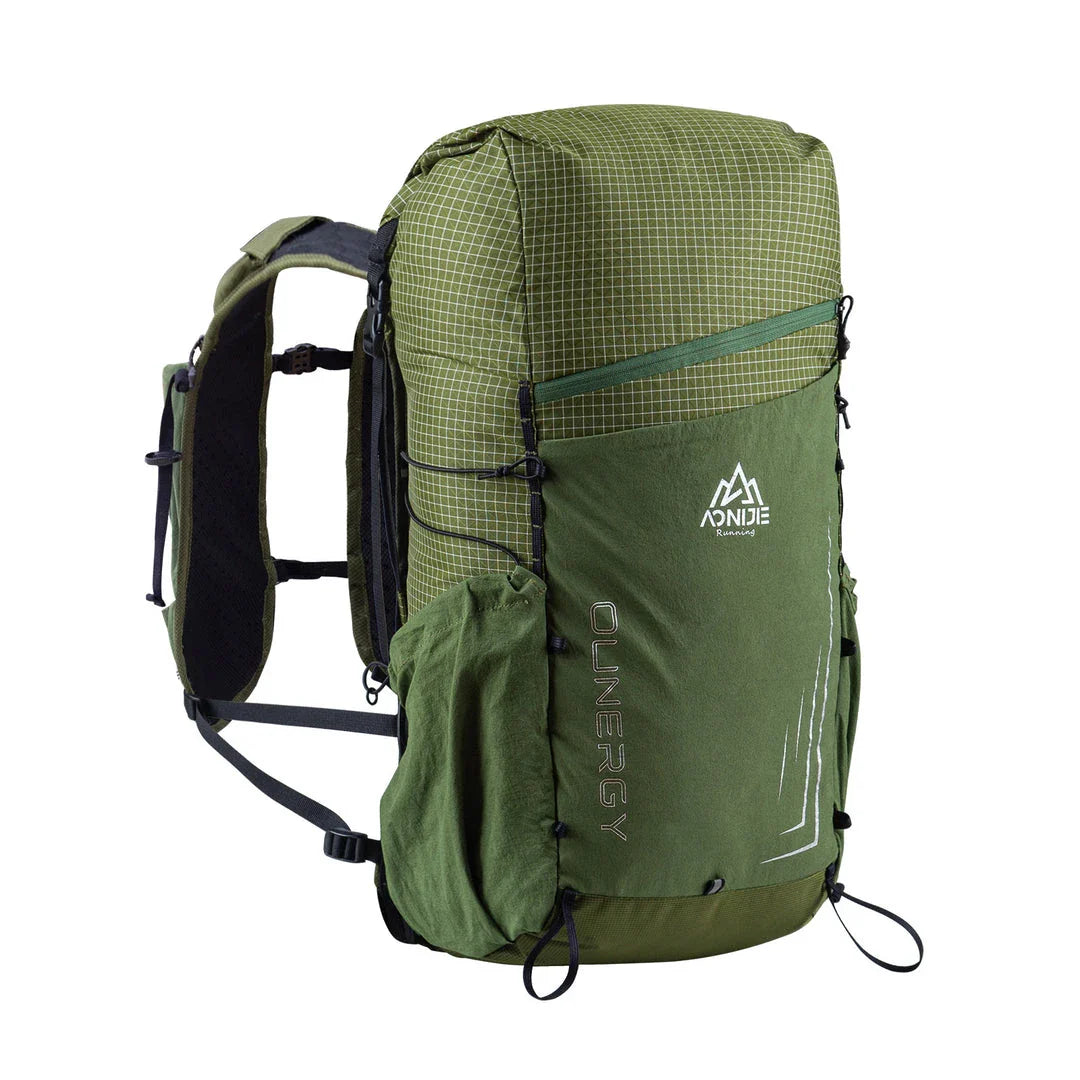 A sturdy, lightweight hiking backpack with an external frame design, multiple compartments, and adjustable straps for comfortable outdoor adventures.