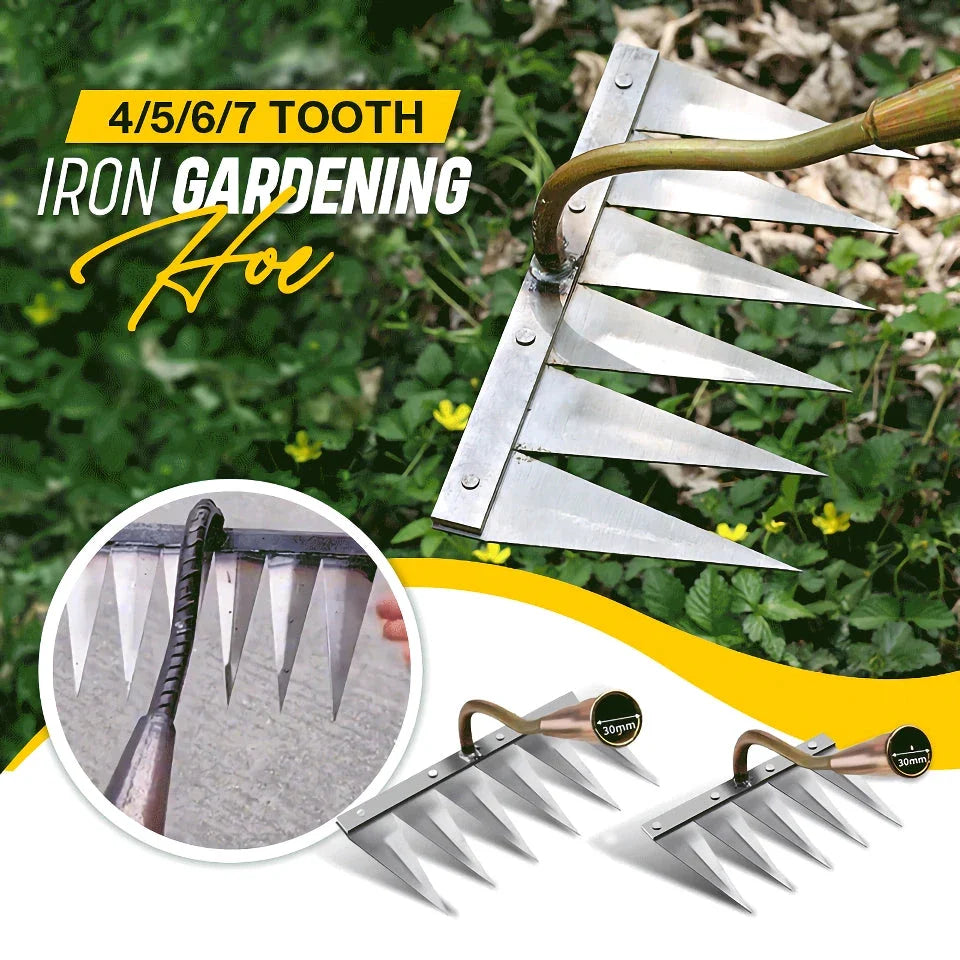 Premium multi-purpose gardening hoe with high carbon steel construction and a range of tooth count options for versatile weeding and soil preparation tasks