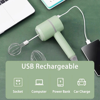 Versatile 3-in-1 Wireless Egg Beater and Garlic Chopper - Powerful 20W Motor, 3 Speed Settings, Rechargeable Design