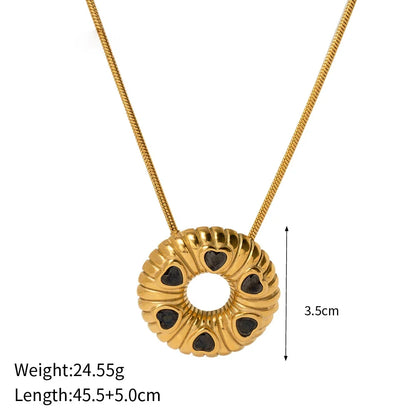 Trendha 18K gold plated minimalist O-shaped earrings and necklace set made of stainless steel for timeless elegance