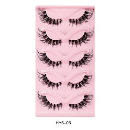 Pair of 3D cat eye and fox eye false eyelashes made from high-quality synthetic fibres for a natural, voluminous look