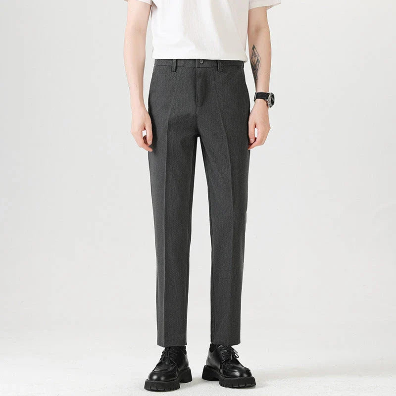 Men's sophisticated stretch trousers with tailored pencil fit, available in a range of classic colours
