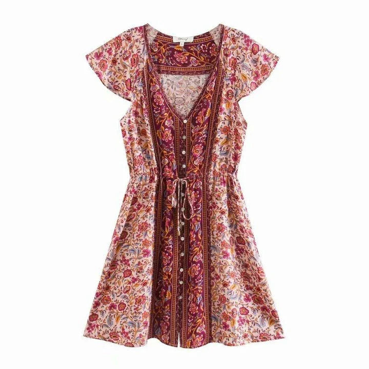 Premium ladies' long sleeve mini dress in a chic printing pattern, made with high-quality British-sourced cotton for comfort and style.