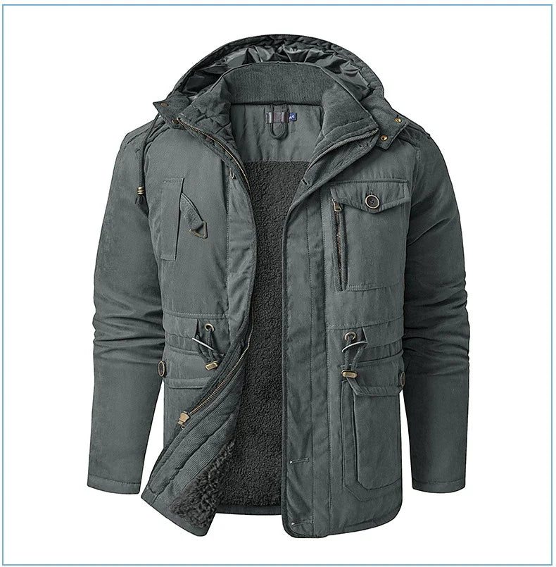 A premium fleece-lined and cotton-padded winter coat for plus-size men, available in a range of classic colours.