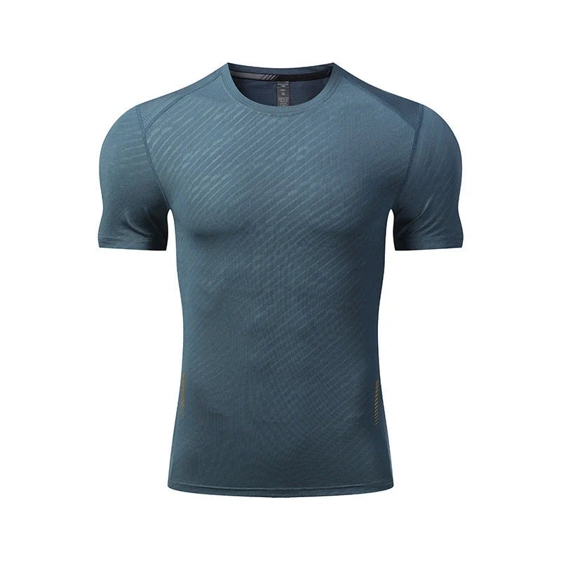 Men's summer sports t-shirt in black, white, grey, navy, and lake blue colours with quick-drying, breathable, and UV-protective features