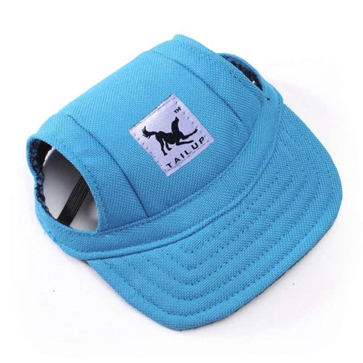 A stylish canvas pet cap with vibrant animal-themed prints, designed for comfort and fashion-forward canine companions.