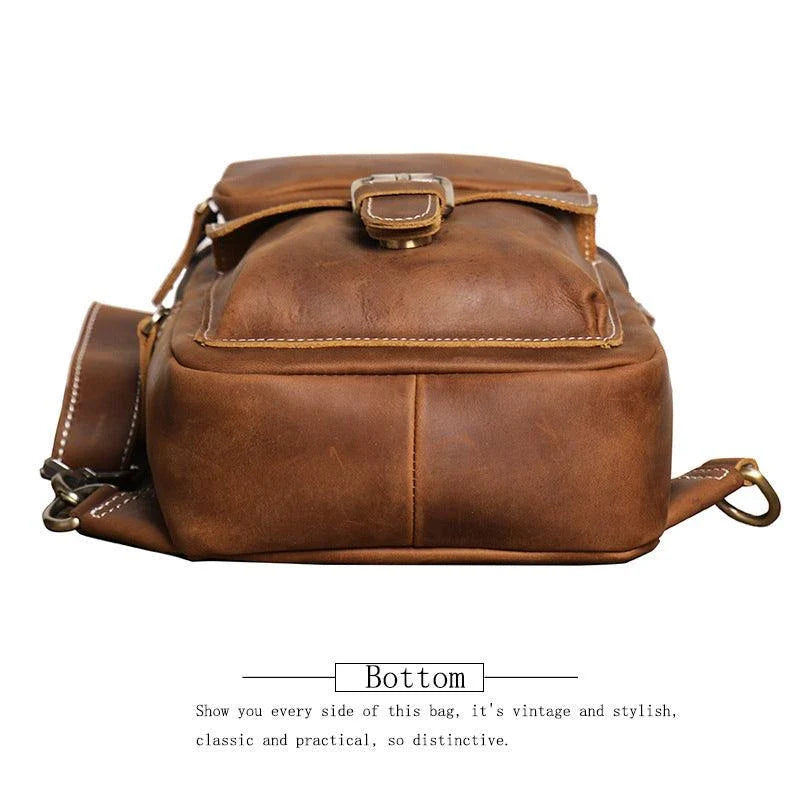 Premium Genuine Leather Messenger Bag for Outdoor Sports and Activities