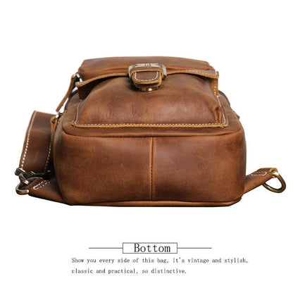 Premium Genuine Leather Messenger Bag for Outdoor Sports and Activities