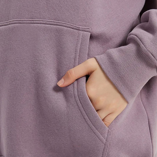 Cosy fleece hoodie and jogger set in light pink, grey, and navy blue colours for ultimate comfort and style