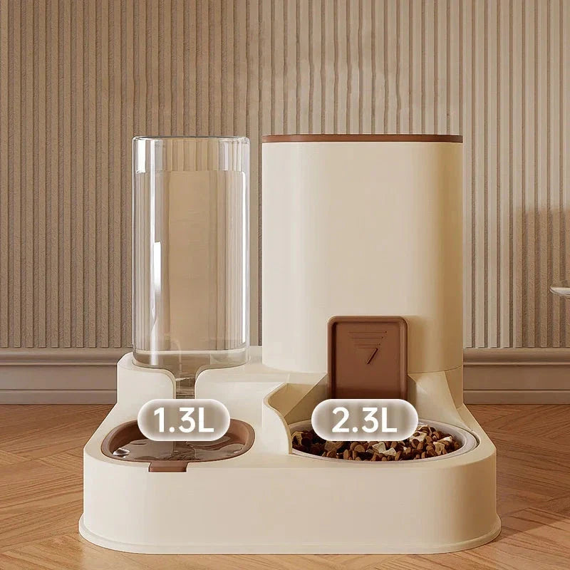 Premium ceramic and polypropylene automatic cat feeder with large capacity water dispenser for effortless pet care