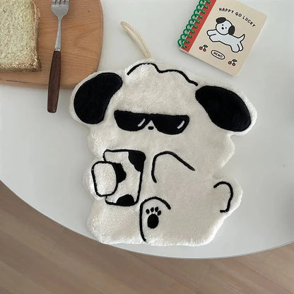 Charming animal hand towels made from premium Coral Fleece, featuring playful puppy and pig designs for a delightful addition to any kitchen or bathroom